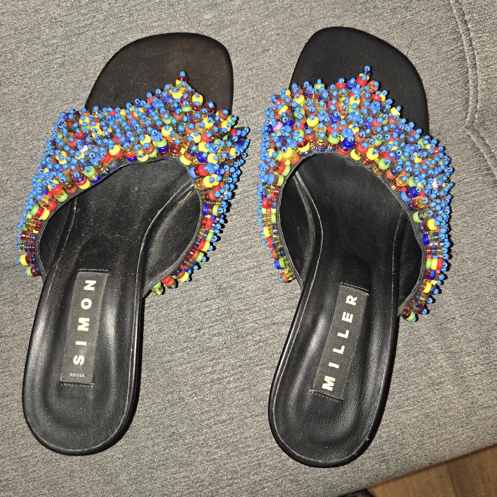 Simon Miller Black Sandals with Ornate Beadwork Size 39